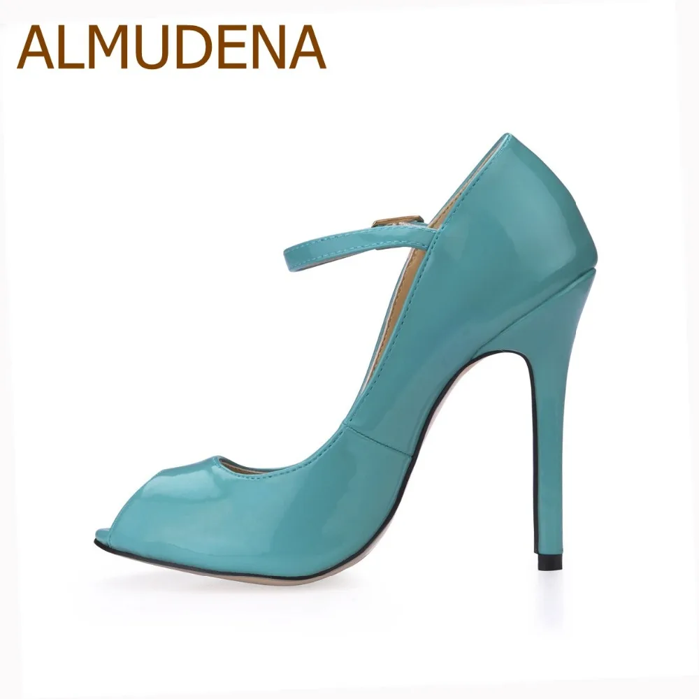 ALMUDENA Ladies Fantastic Turquoise Patent Leather Dress High Heel Pumps Peep Toe Buckle Strap Party Shoes Free Shipping
ALMUDENA Ladies Fantastic Turquoise Patent Leather Dress High Heel Pumps Peep Toe Buckle Strap Party Shoes Free Shipping
