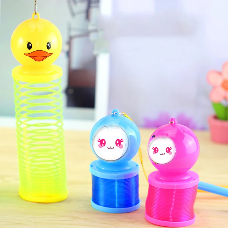 lantern rainbow circle cartoon toys design Flash plastic spring coil With the rod and rope luminous lighting |