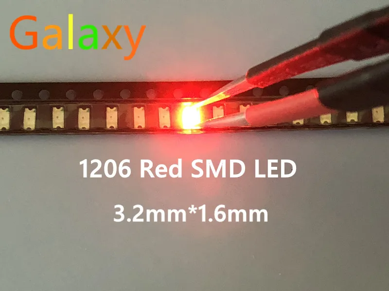 500 шт. Бесплатная доставка 1206 красный светодиод SMD LED 3216 диоды led 620 625NM 100 120MCD 2 0 6 В 3