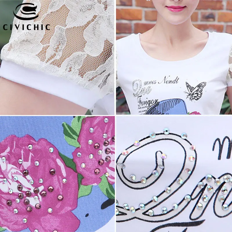 CIVI CHIC Floral Butterfly Printed Women Summer T-shirt Ethnic Lace Sleeve Slim Tees Handmade Diamonds Tops Hollow T Shirt WST24
CIVI CHIC Floral Butterfly Printed Women Summer T-shirt Ethnic Lace Sleeve Slim Tees Handmade Diamonds Tops Hollow T Shirt WST24