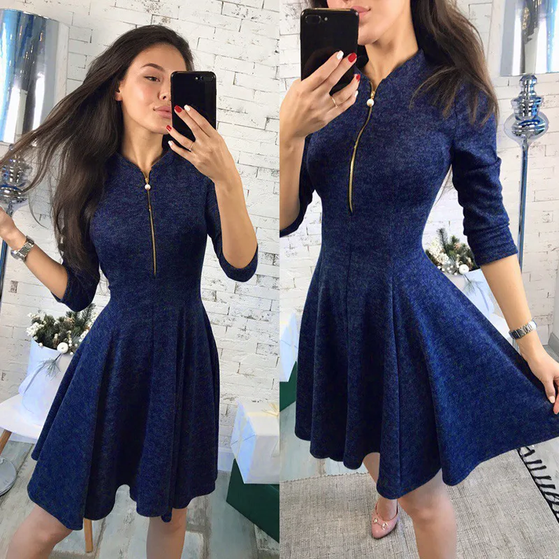 Style elegant vintage a-line solid woman dresses style half sleeve zipper empire knee length female dresses
Style elegant vintage a-line solid woman dresses style half sleeve zipper empire knee length female dresses