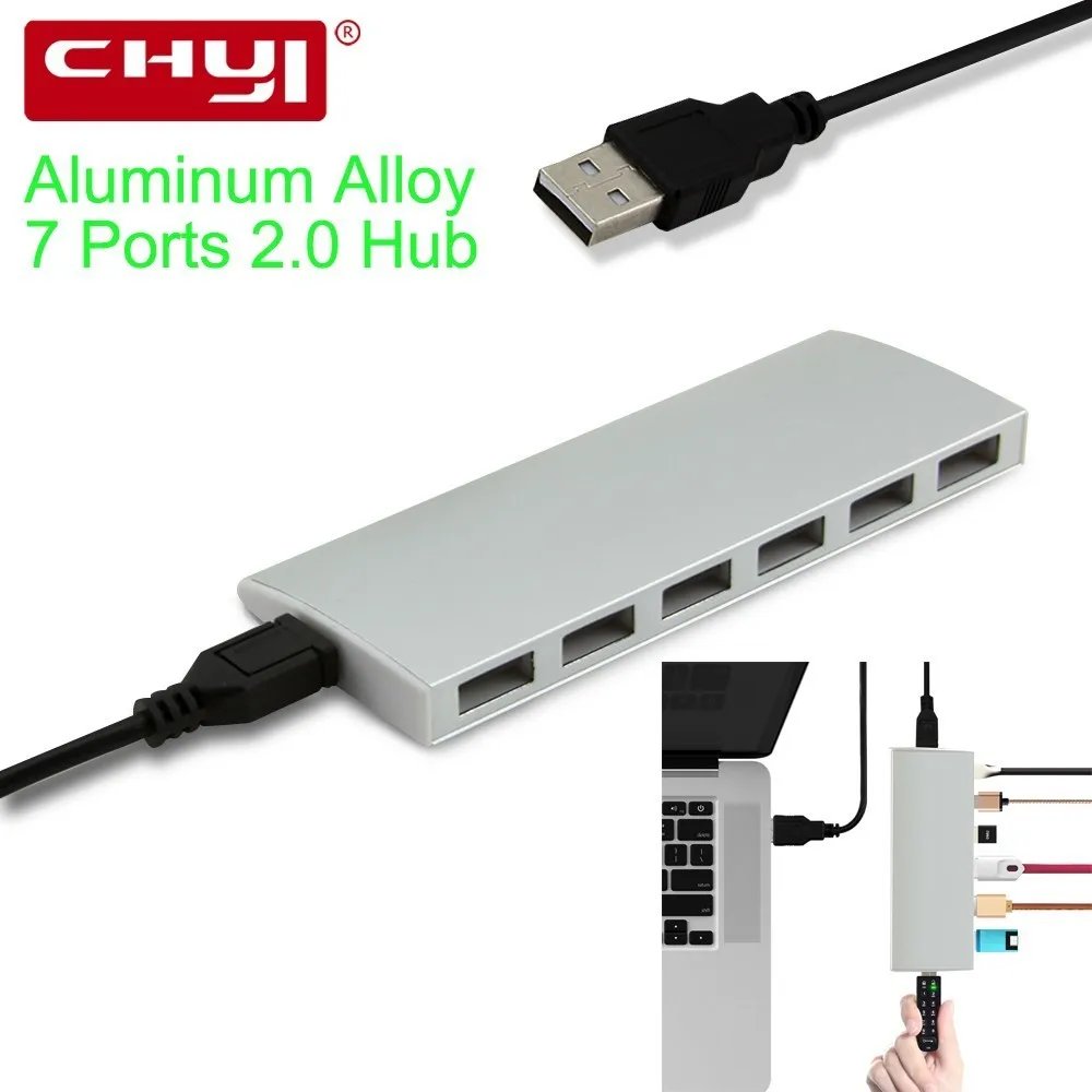 CHYI High Speed Portable 7 Port USB 2.0 Multi HUB Splitter External Hub Adapter with Micro USB OTG Port For PC Laptop Desktop
CHYI High Speed Portable 7 Port USB 2.0 Multi HUB Splitter External Hub Adapter with Micro USB OTG Port For PC Laptop Desktop