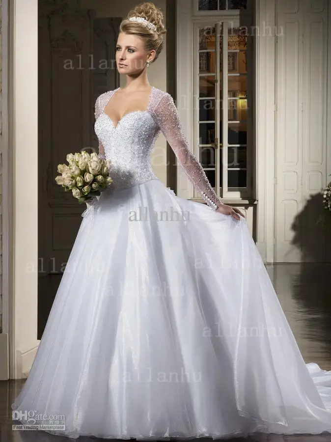 White/ivory organza beads decoration wedding dress custom size | Свадьбы и торжества