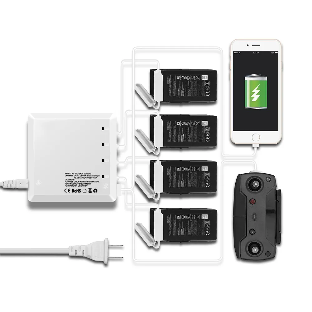 New Charger Charging 6 Way Output 2 USB Ports Durable US Plug For 4 Batteries AIR -17
New Charger Charging 6 Way Output 2 USB Ports Durable US Plug For 4 Batteries AIR -17