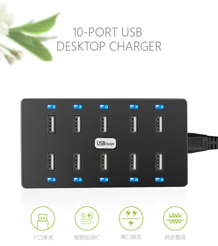 10 Port Smart USB Charger Hub with LCD Multi-Port USB Charging EU US Phone Charger for Mobile phone Ipad pad Tablets
10 Port Smart USB Charger Hub with LCD Multi-Port USB Charging EU US Phone Charger for Mobile phone Ipad pad Tablets