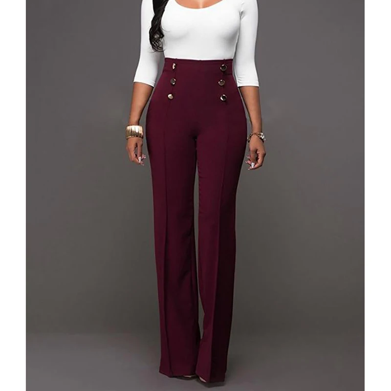 High Waist Double Buttons Long Pants Women Solid Wide Leg Pants Elegant Office Ladies Workwear Pants Nice Autumn Maxi Trousers
High Waist Double Buttons Long Pants Women Solid Wide Leg Pants Elegant Office Ladies Workwear Pants Nice Autumn Maxi Trousers