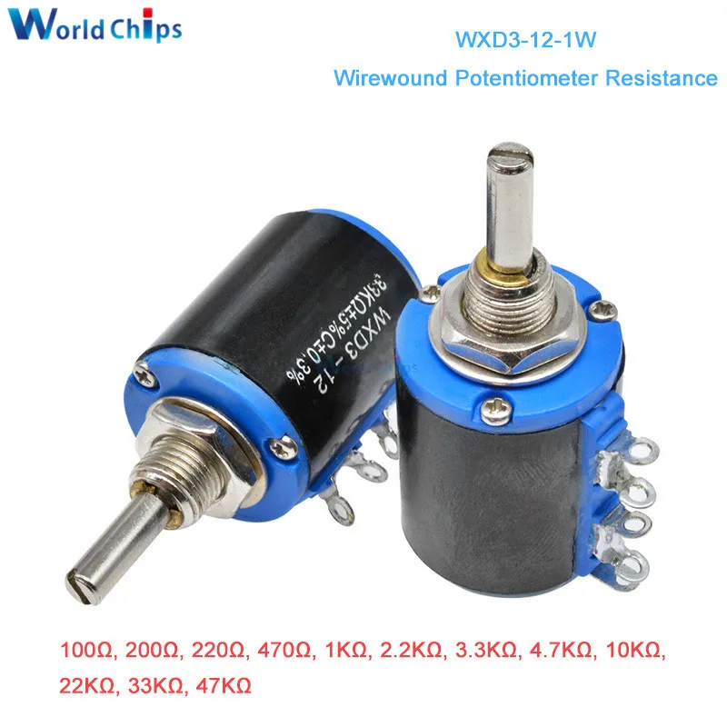 Φ 100R 200R 470R 1K 2 K 4 7 10K 22K 47KΩ Ohm 5 оборотов 1W сопротивление проволочного потенциометра |