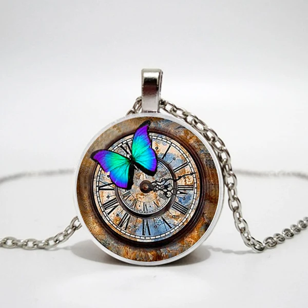 Glass Photo Cabochon Necklace Steampunk Clock Necklace Glass Dome Pendant Handcrafted Jewelry Butterfly Pattern
Glass Photo Cabochon Necklace Steampunk Clock Necklace Glass Dome Pendant Handcrafted Jewelry Butterfly Pattern