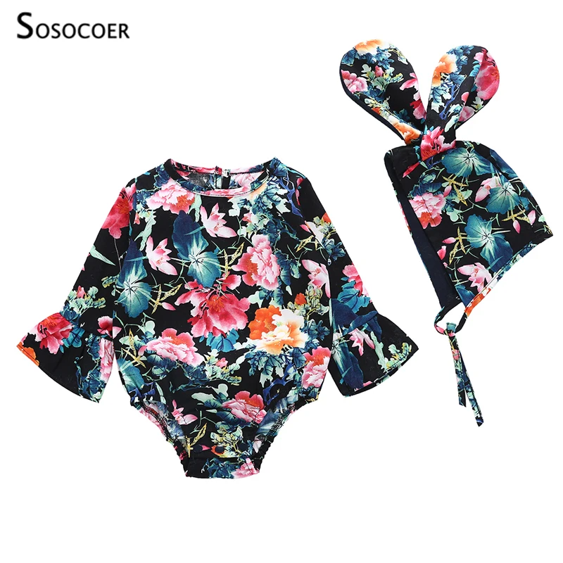 SOSOCOER Baby Girl Clothes Set Floral Printed Long Sleeve Romper Jumpsuit Big Ear Hat Infant Newborn Outfits 2pcs Set 3-12M
SOSOCOER Baby Girl Clothes Set Floral Printed Long Sleeve Romper Jumpsuit Big Ear Hat Infant Newborn Outfits 2pcs Set 3-12M