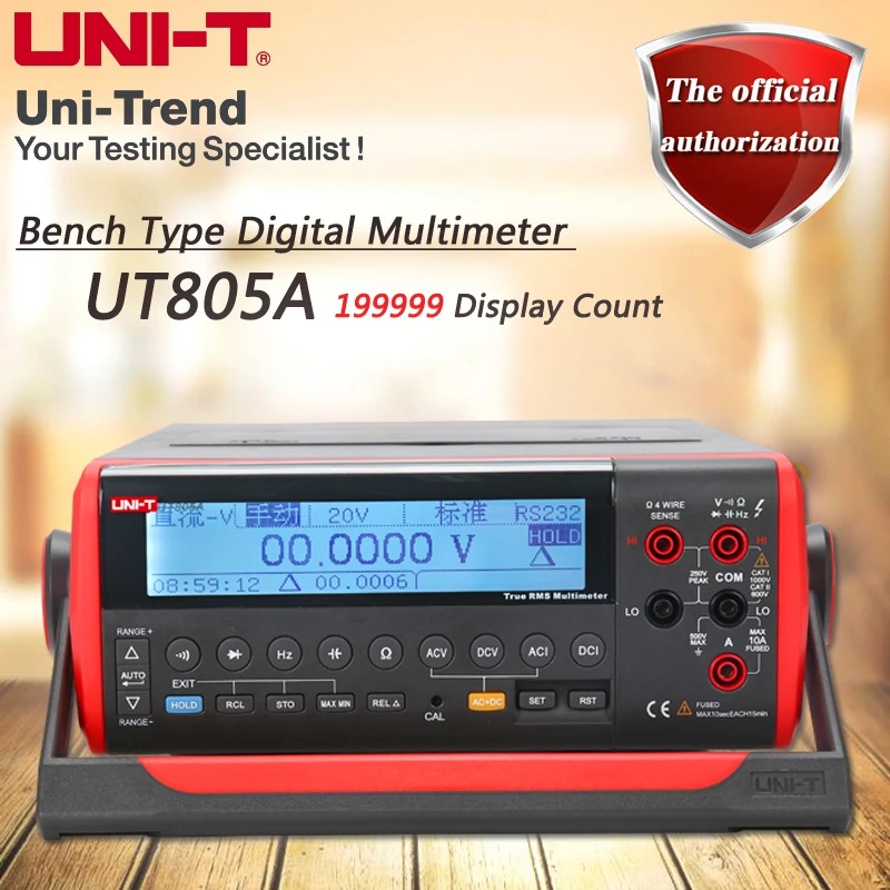 UNI-T UT805A Desktop Digital Multimeter High Precision True RMS Multimeter Liquid Crystal Display USB / RS232 Data Transfer
UNI-T UT805A Desktop Digital Multimeter High Precision True RMS Multimeter Liquid Crystal Display USB / RS232 Data Transfer