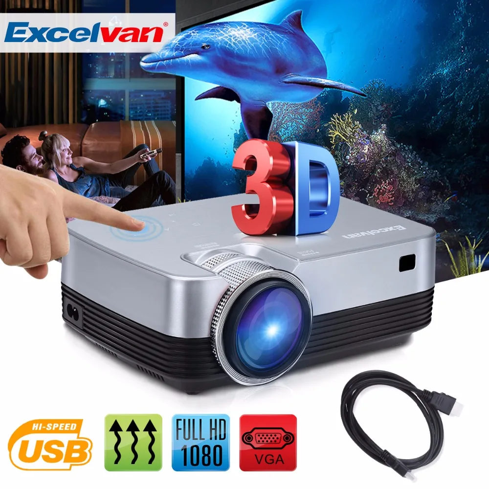 Excelvan Q6 Мини Портативный светодиодный проектор 1800 люмен Сенсорная панель