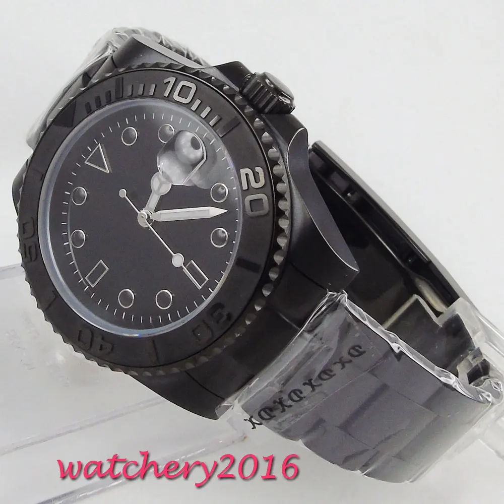 40mm black sterile Dial no logo Rotating Brushed Ceramic Bezel Date Sapphire Glass PVD coated Automatic Movement men's Watch
40mm black sterile Dial no logo Rotating Brushed Ceramic Bezel Date Sapphire Glass PVD coated Automatic Movement men's Watch
