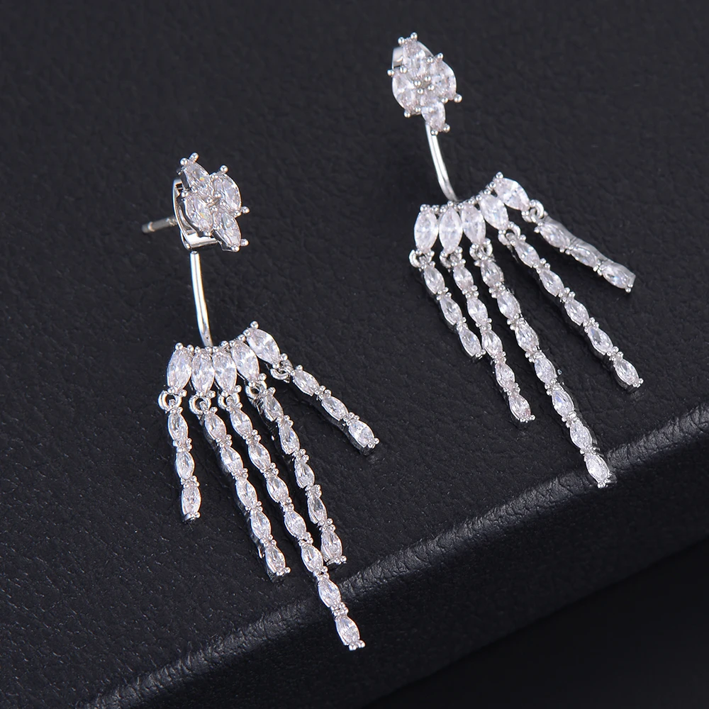 Siscathy 49*13mm Luxury Cubic Zirconia Women Stud Earrings Fashion Dubai Women Wedding Earrings Party Jewelry Accessories