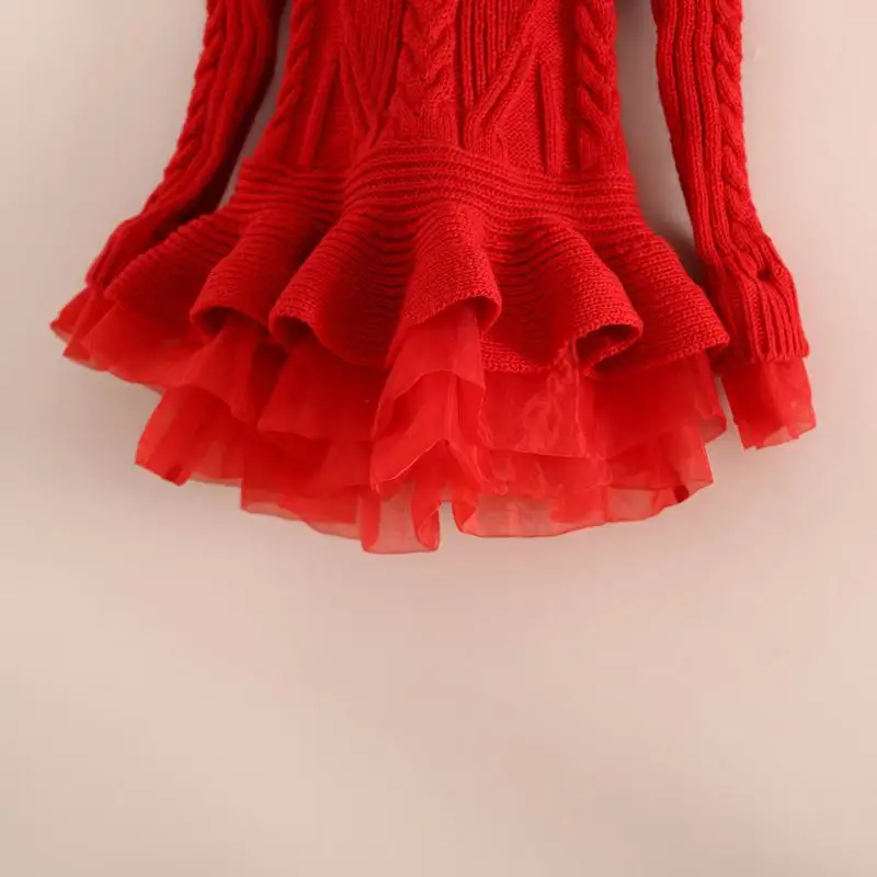 Spring Autumn New Girl Dress Knitting Cotton Organza Bottom Children Sweater Dress Children Clothing C29
Spring Autumn New Girl Dress Knitting Cotton Organza Bottom Children Sweater Dress Children Clothing C29