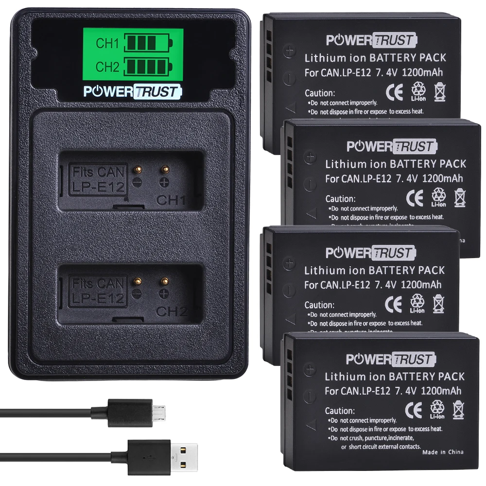 4pcs LP-E12 LPE12 Camera Battery + LCD USB Dual Charger with Type C Port for Canon M 100D Kiss X7 Rebel SL1 EOS M10 EOS M50 DSLR
4pcs LP-E12 LPE12 Camera Battery + LCD USB Dual Charger with Type C Port for Canon M 100D Kiss X7 Rebel SL1 EOS M10 EOS M50 DSLR