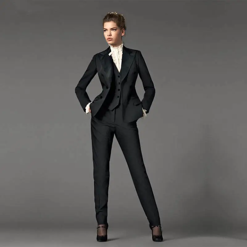 Jacket+Pants+Vest Design Black Women Business Suits Blazer Female Office Uniform
Jacket+Pants+Vest Design Black Women Business Suits Blazer Female Office Uniform
