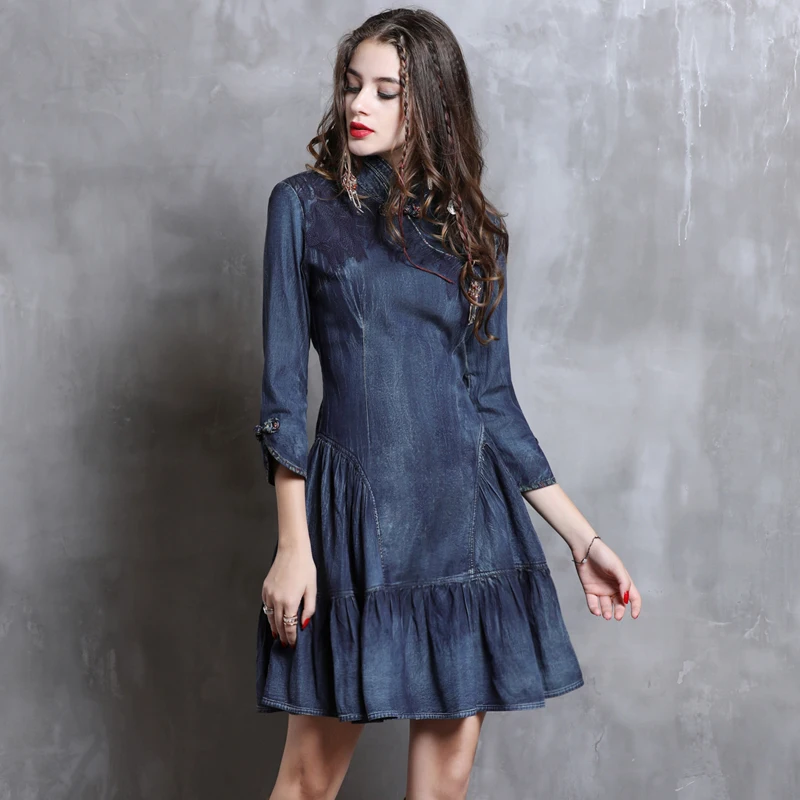 Modified Cheongsam Jeans Dress Female New Spring and Autumn 2009 Mid-sleeve Chinese Style, Slim and Slim
Modified Cheongsam Jeans Dress Female New Spring and Autumn 2009 Mid-sleeve Chinese Style, Slim and Slim