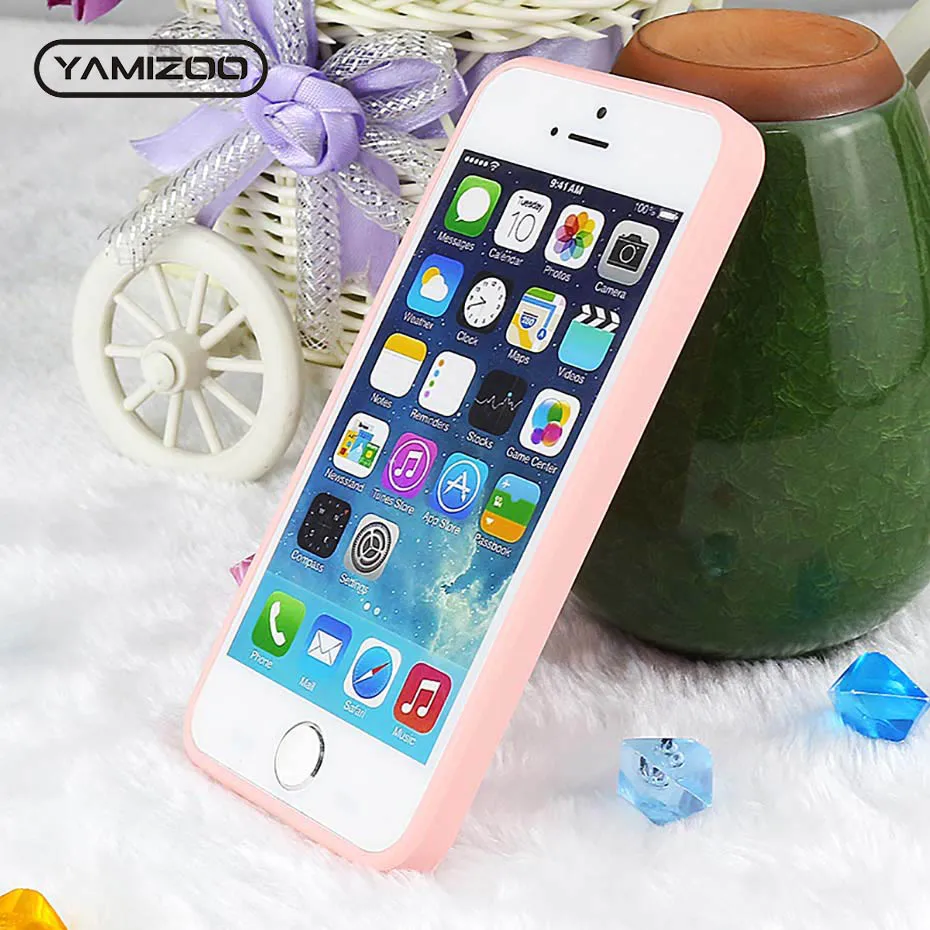 YAMIZOO Case Cover For iPhone 5 5s se Silicone Shockproof Soft Coque 360 Pink Cute Phone Cases On |