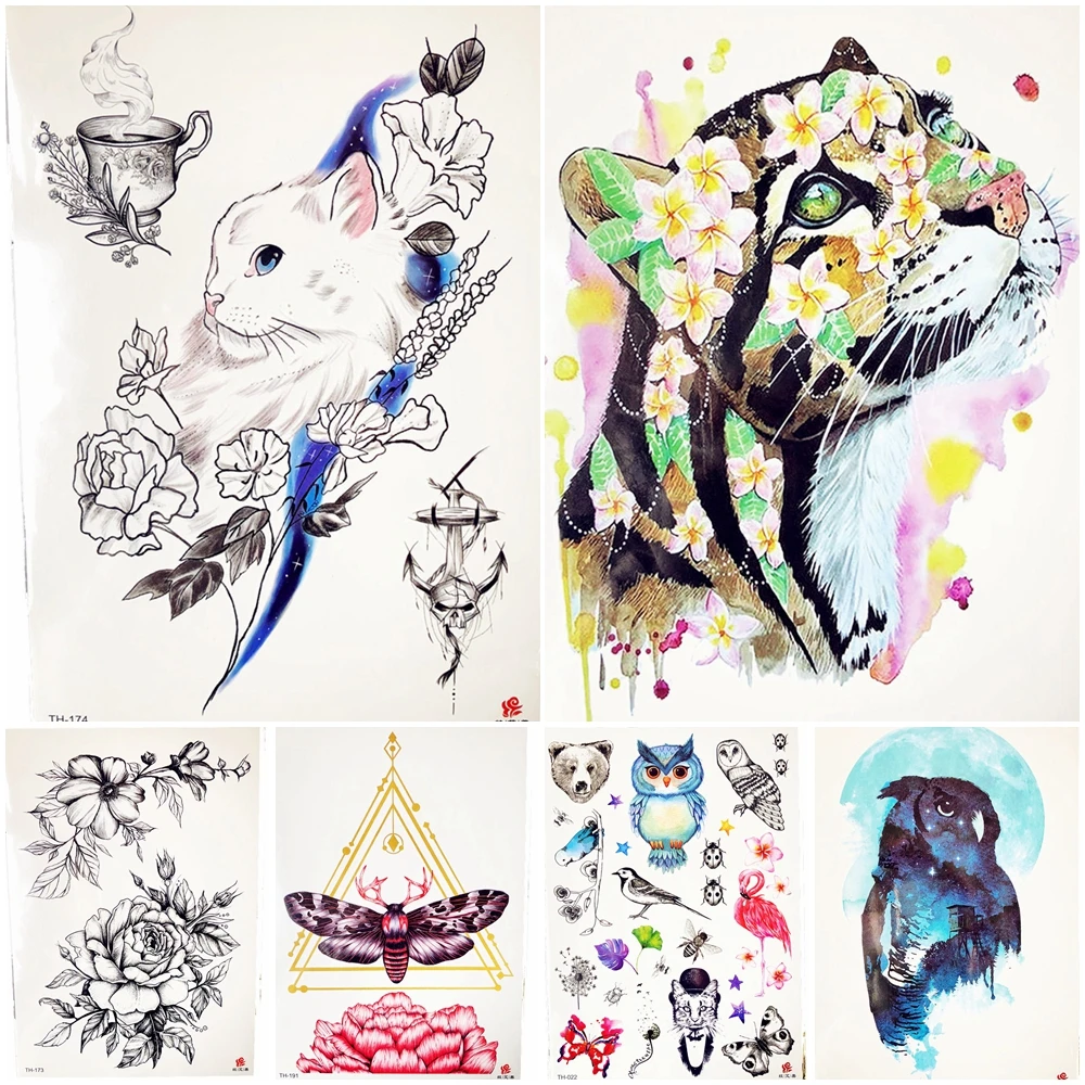 White Leisurely Cats Flower Leopard Temporary Tattoo Stickers Women Fashion Body Art Fake Tattoo Men Arm Neck Paste Tatoos Chest
White Leisurely Cats Flower Leopard Temporary Tattoo Stickers Women Fashion Body Art Fake Tattoo Men Arm Neck Paste Tatoos Chest