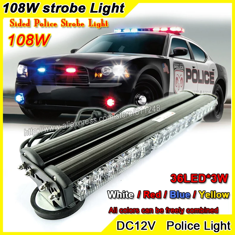 108W High Power Sided Police Firemen Emergency Vehicle Strobe Flashing Lighting 36LED*3W Red Blue Amber Light Bar Warning Light
108W High Power Sided Police Firemen Emergency Vehicle Strobe Flashing Lighting 36LED*3W Red Blue Amber Light Bar Warning Light