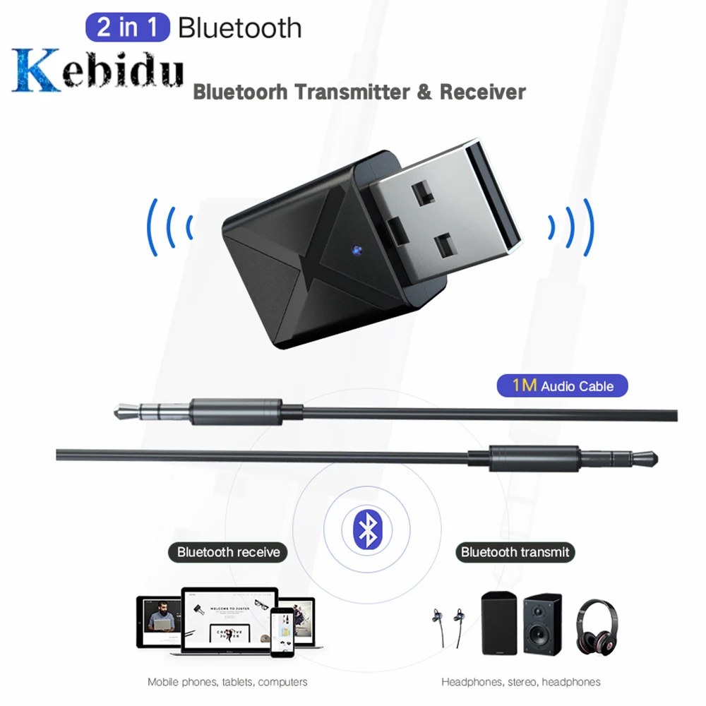 Беспроводной приемник KEBIDU USB передатчик Bluetooth V5.0 аудио музыка стерео адаптер ключ