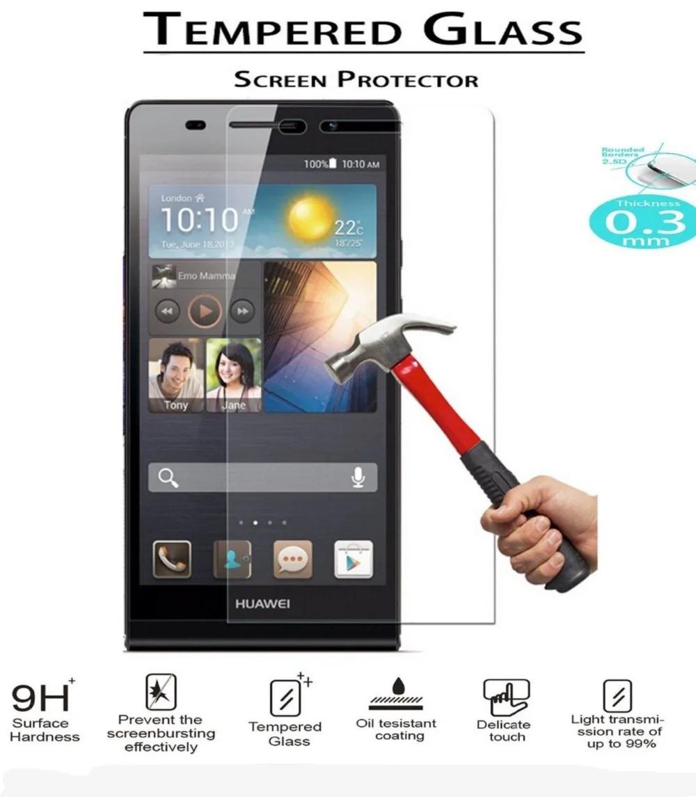 0 3 мм 9H ультратонкая защитная пленка из закаленного стекла для Huawei Ascend P6 P7 P8 P9