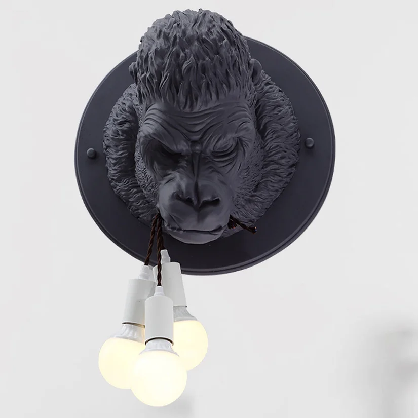 Настенные лампы в скандинавском стиле Gorilla светодиодные из смолы для дома лофт