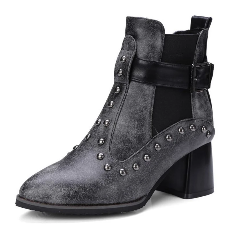 Women Ankle Boots 6cm High Heels Block Black Coffee Punk Chelsea Boots Fashion Shoes Rivets Buckle Winter Boots Ladies Shoes
Women Ankle Boots 6cm High Heels Block Black Coffee Punk Chelsea Boots Fashion Shoes Rivets Buckle Winter Boots Ladies Shoes