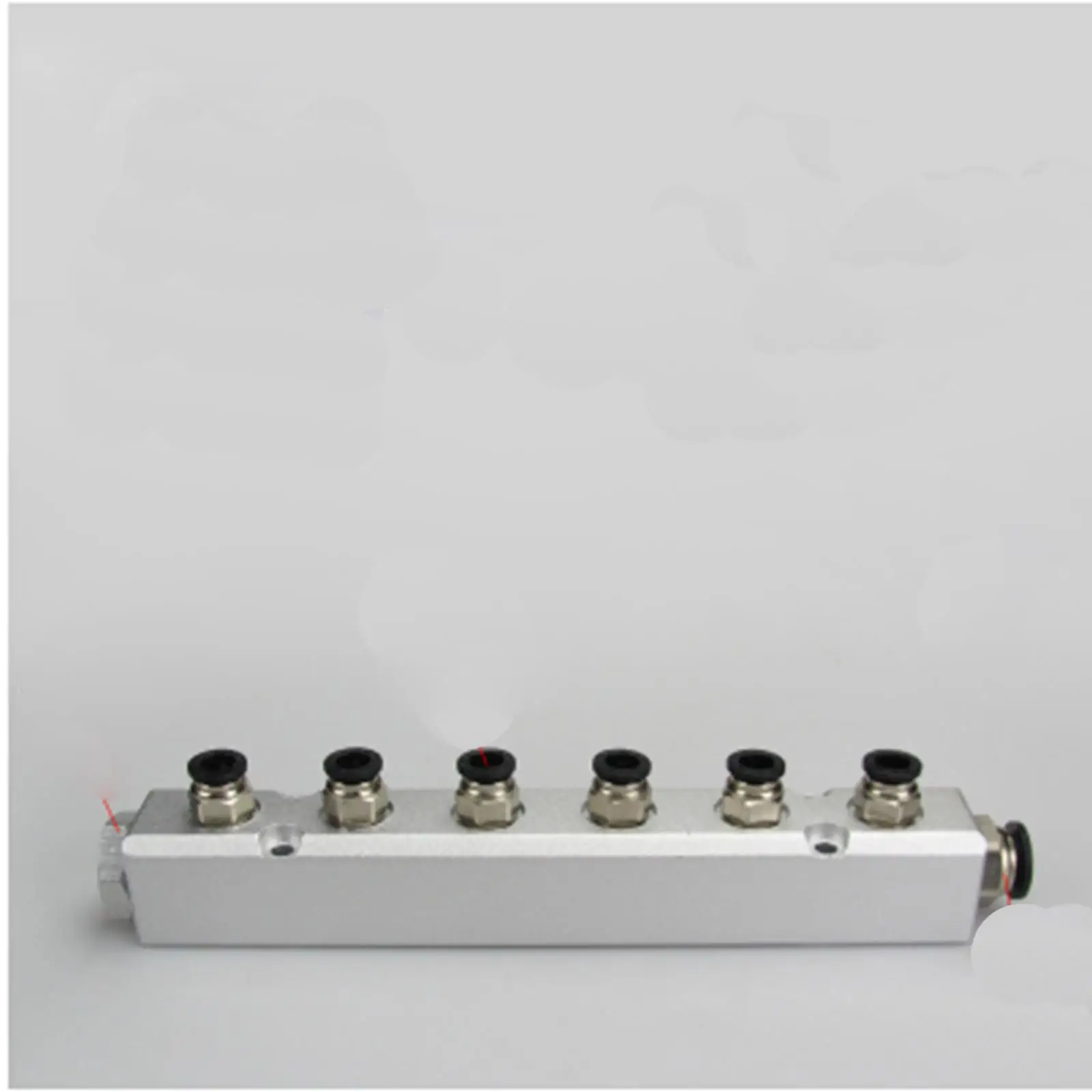 

30x30mm G1/4" Out G1/2" In 6 Way Pneumatic Fitting Air Manifold Block Splitter