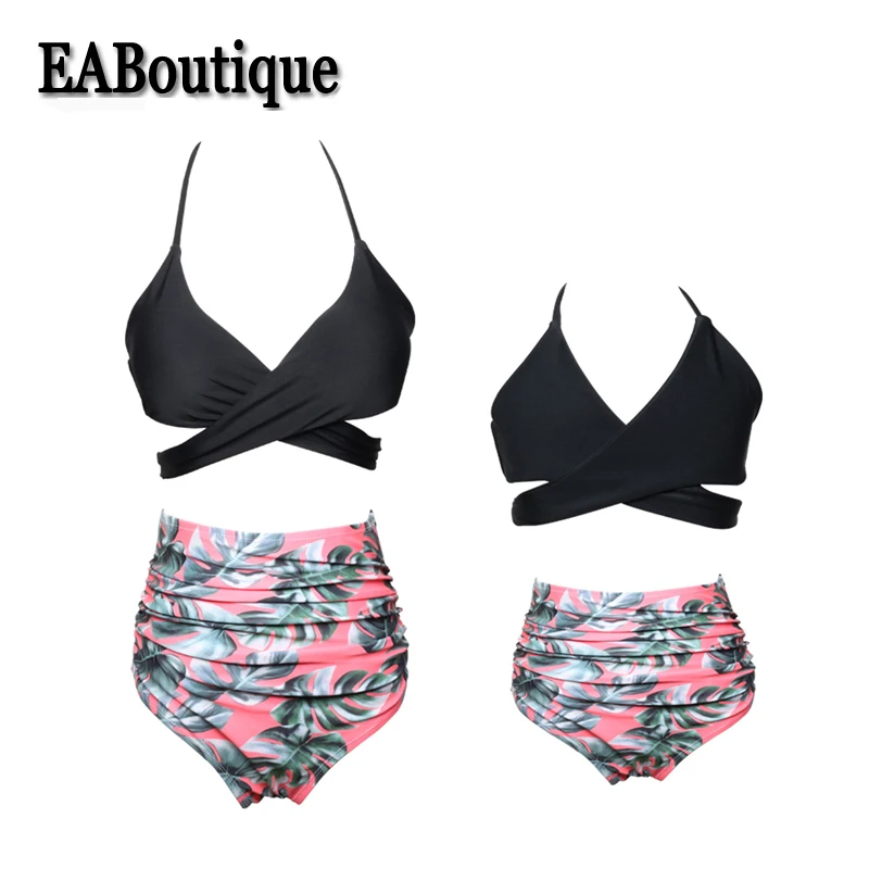 EABoutique/Летний семейный купальный костюм с цветочным принтом пляжная одежда для