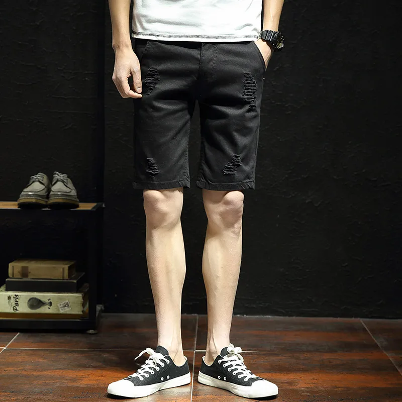 Summer Men's Pure Black White Hole Denim Shorts Men's Large Size Cotton Fashion Solid Color Denim Shorts Asian Size 28-44
Summer Men's Pure Black White Hole Denim Shorts Men's Large Size Cotton Fashion Solid Color Denim Shorts Asian Size 28-44
