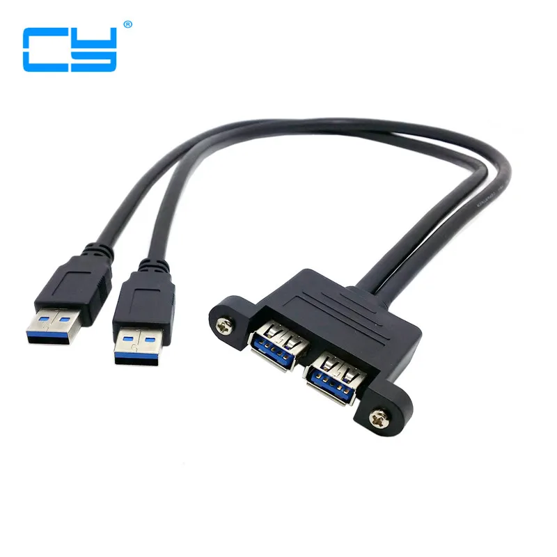 Двойной USB 3 0 Мужской Женский USB3.0 кабель удлинитель с винтовым зажимом Панель
