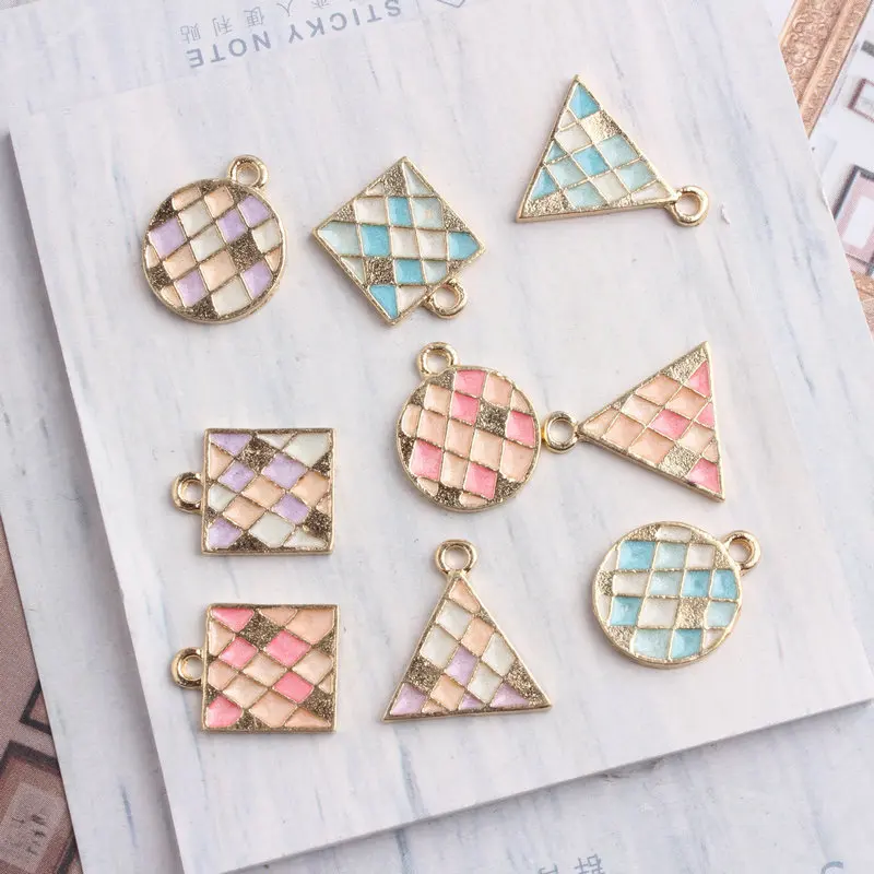 Fashion Korean Style Zinc Alloy Shining Grid Enamel Geometry Triangle Square Round Dangle Charms For Earring Jewelry Making Diy
Fashion Korean Style Zinc Alloy Shining Grid Enamel Geometry Triangle Square Round Dangle Charms For Earring Jewelry Making Diy