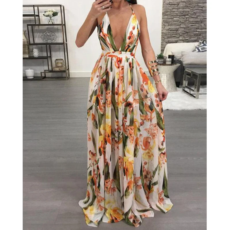 Floral deep v neck backless maxi dress women Sleeveless flower print bohemian long dress 2019 Fashion long summer beach dresses
Floral deep v neck backless maxi dress women Sleeveless flower print bohemian long dress 2019 Fashion long summer beach dresses
