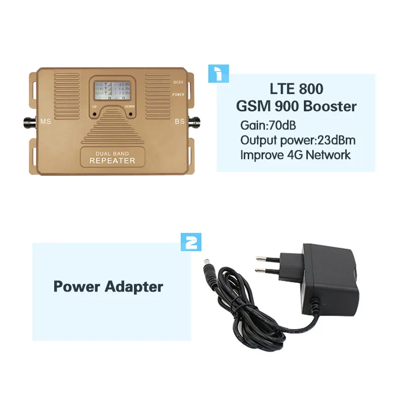 Fast 4G Network LTE 800 GSM 900 Repeater 2G 4G Dual Band Signal Booster 70dB Gain LCD Display 4G LTE Cellular Signal Amplifier
Fast 4G Network LTE 800 GSM 900 Repeater 2G 4G Dual Band Signal Booster 70dB Gain LCD Display 4G LTE Cellular Signal Amplifier