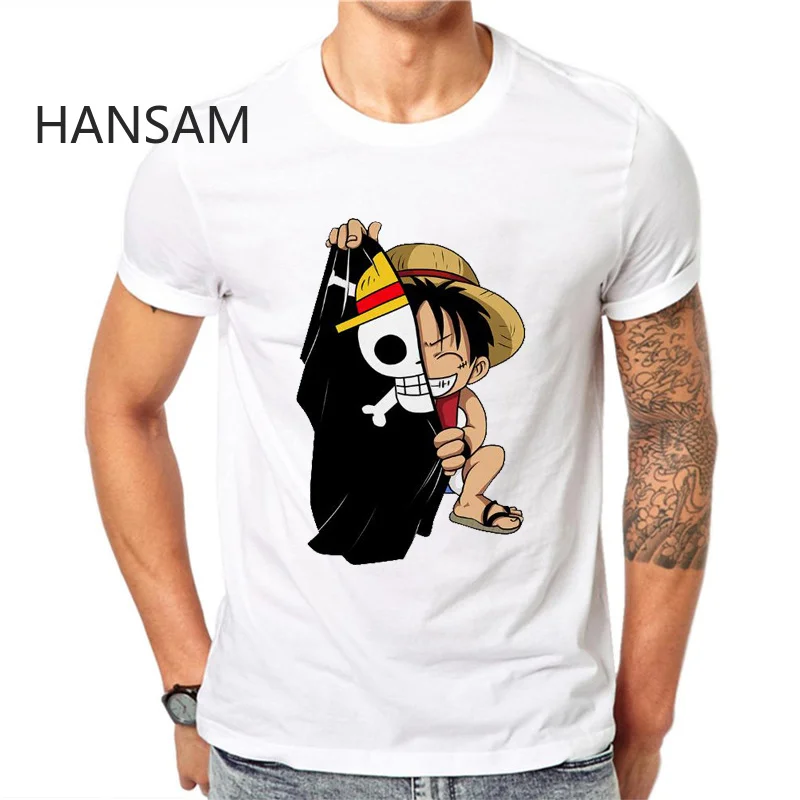Летняя цельная футболка для мужчин с обезьянкой D Luffy новые футболки короткими