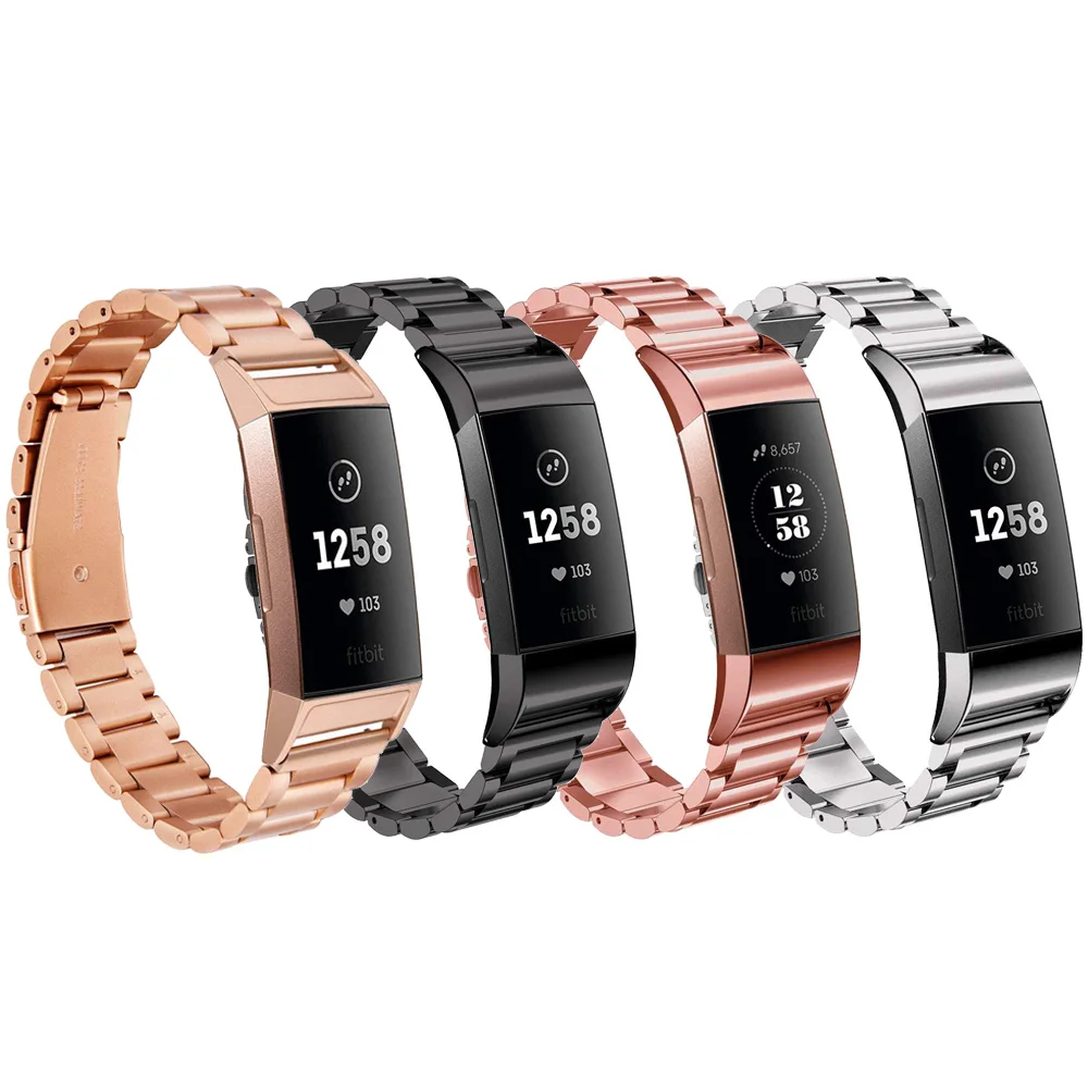 Ремешок для Fitbit Charge 3 ремешок из нержавеющей стали фитнес браслета роскошный