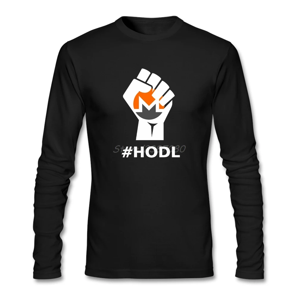 HODL монеро XMR логотип футболка с длинным рукавом Одежда сшитая на заказ для мужчин