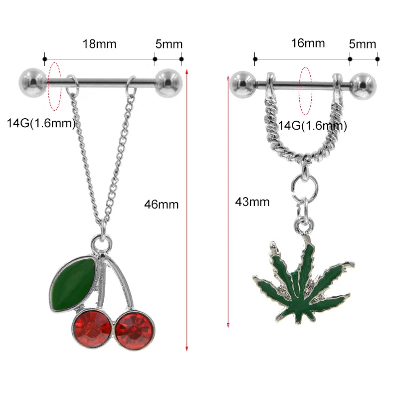 2Pcs Tree Pendant Surgical Steel Nipple Piercing Fashion Body Big Zircon Rings Jewelry for Women Girls | Украшения и аксессуары