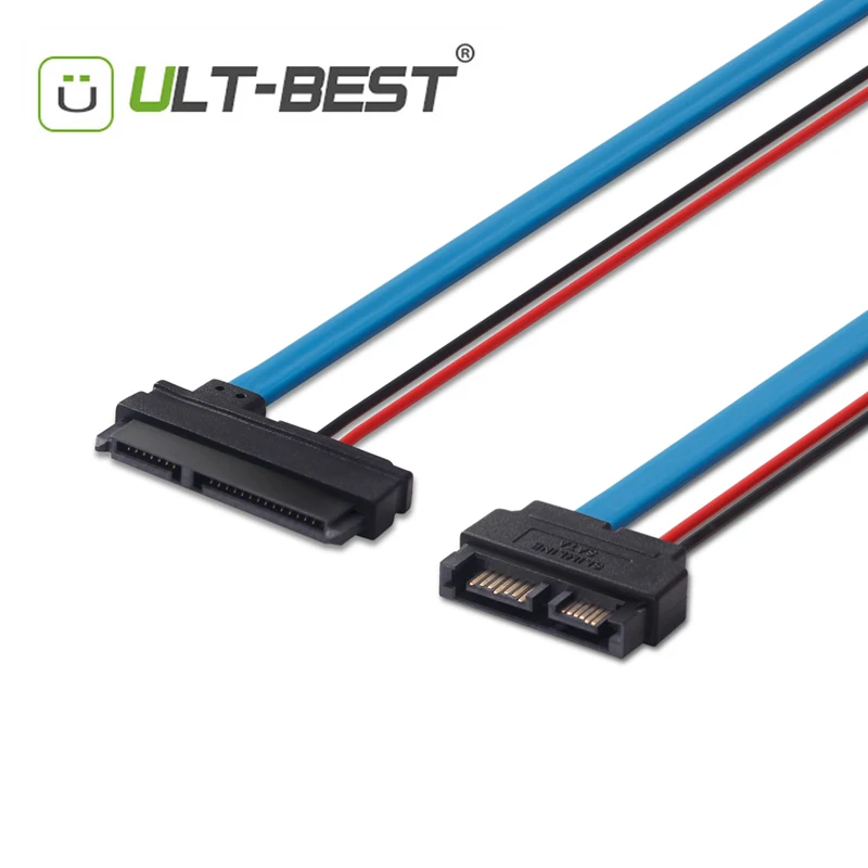 ULT BEST 5 шт. SATA кабель Serial ATA 22Pin 7 + 15 Female to Slimline 13Pin 6 Male 5V тонкий разъем 30 см|slimline sata|serial