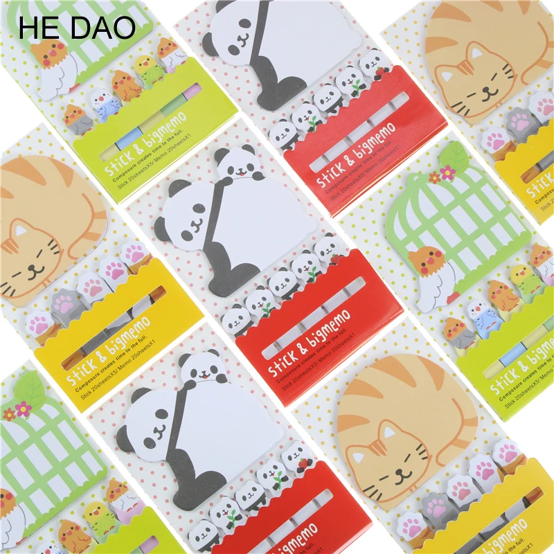 Милый милый кот панда липкий блокнот для заметок бумажные закладки школьных
