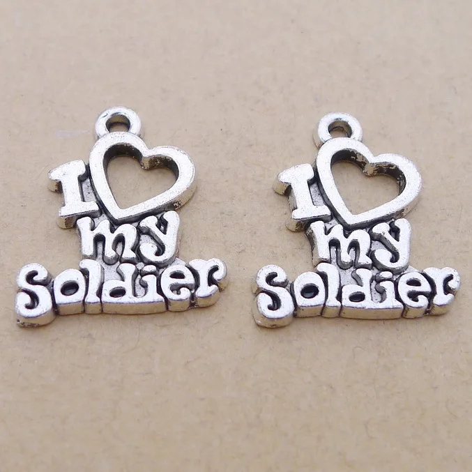 40pcs Charm I love my soldier pendant 17*20mm1.6g Antique silver Handmade Jewelry Making DIY Supplies European Alloy accessories
40pcs Charm I love my soldier pendant 17*20mm1.6g Antique silver Handmade Jewelry Making DIY Supplies European Alloy accessories