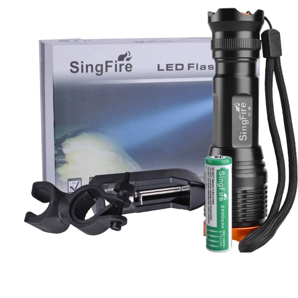 

SingFire SF-85 800lm Cree XM-L T6 5-Mode Neutral White Zooming led Flashlight - Black + Golden (1x18650 Battery)
