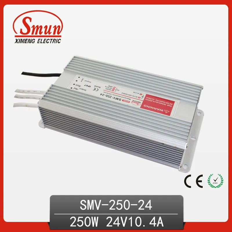 

SMUN 250W 24V 10A Outdoor Waterproof IP67 Switching Led Driver Led Power Supply With CE RoHS SMV-250-24