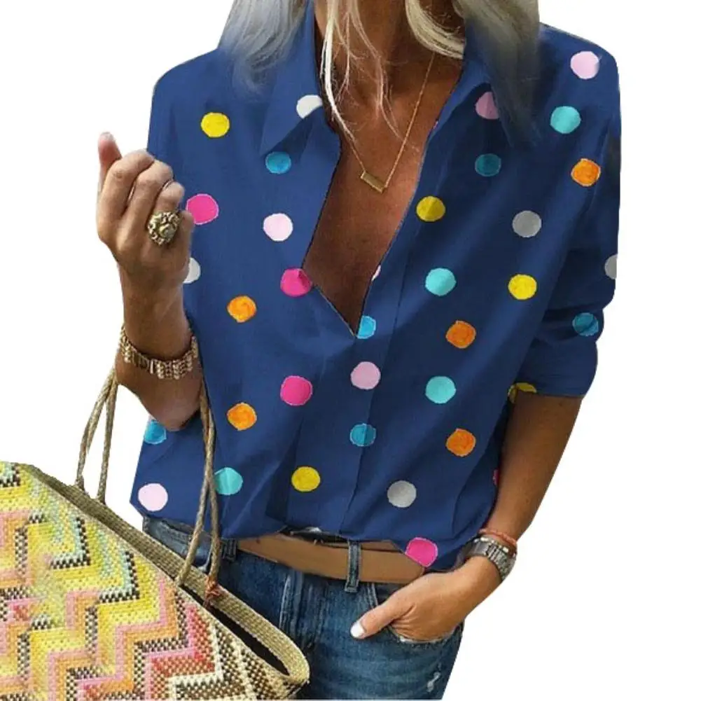 Fashion Women's Colorful Dots Printed Blouse Turn Down Collar V Neck Ladies Office Streetwear Long Sleeve Casual Harajuku Shirt
Fashion Women's Colorful Dots Printed Blouse Turn Down Collar V Neck Ladies Office Streetwear Long Sleeve Casual Harajuku Shirt