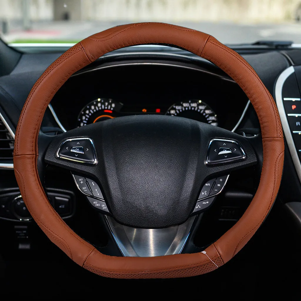 Auto Car Accessories Steering Wheel Cover Leather Universal Anti-Slip Accessorie 38cm 15inch High Durability Wear Resistance | Автомобили