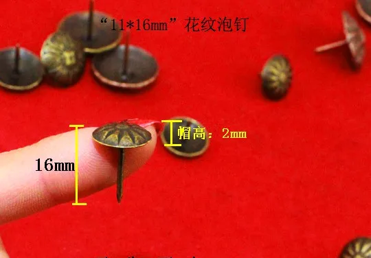 Hardware Decorative Upholstery flower Tacks Bronze Antique round Nail Studs Leather Crafts Furniture sofa decor 11mm*16mm nail
Hardware Decorative Upholstery flower Tacks Bronze Antique round Nail Studs Leather Crafts Furniture sofa decor 11mm*16mm nail