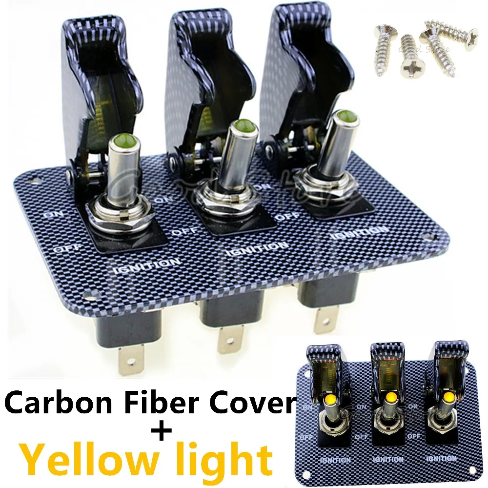 1PCS 3X12V Carbon cap Yellow light LED Safety Cover Aircraft Toggle Switch Carbon Fiber Surface Panel TG
1PCS 3X12V Carbon cap Yellow light LED Safety Cover Aircraft Toggle Switch Carbon Fiber Surface Panel TG