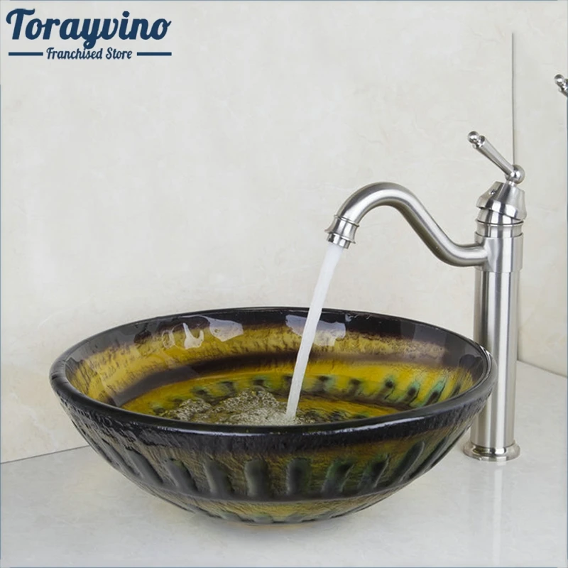 Torayvino Ross Bathroom Sink Washbasin Glass Hand-Painted+ Brushed Nickel Kitchen Tap Sink Combine Set Tap Mixer Faucet
Torayvino Ross Bathroom Sink Washbasin Glass Hand-Painted+ Brushed Nickel Kitchen Tap Sink Combine Set Tap Mixer Faucet