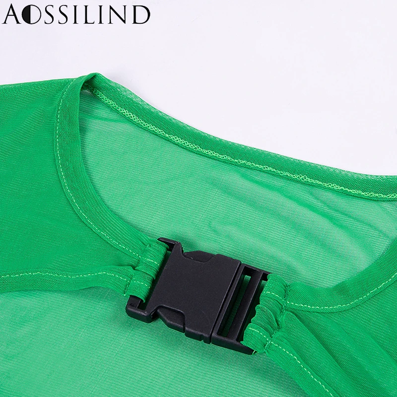 AOSSILIND Sexy Transparent Mesh T-Shirt Women Black Crop Top O Neck Buckle Long Sleeve Tshirt Streetwear Summer Cropped Tops
AOSSILIND Sexy Transparent Mesh T-Shirt Women Black Crop Top O Neck Buckle Long Sleeve Tshirt Streetwear Summer Cropped Tops